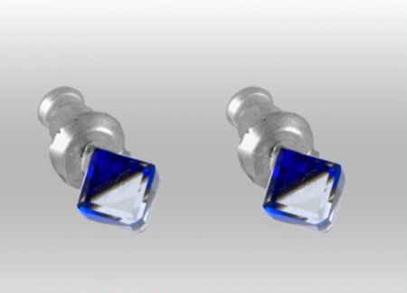 Náušnice modré se Swarovski Elements kostka Bermuda Blue 4 mm