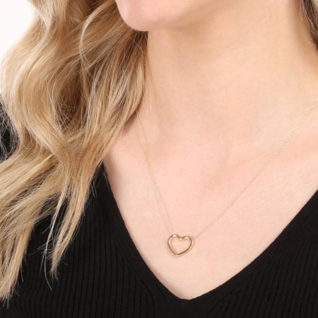 Zlatý 14 karátový náhrdelník srdce 92A00056