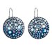 Strieborné náušnice visiace s kryštálmi Swarovski modré okrúhle 31161.3 Blue Style