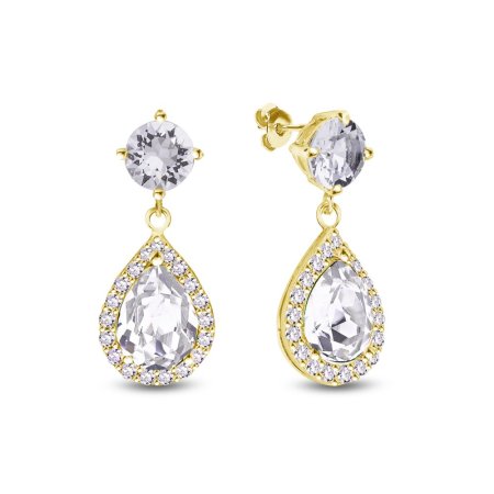 Strieborné náušnice visiace s kryštálmi Swarovski Elements Briselle KCPG4320CC Kryštál