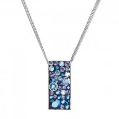 Stříbrný náhrdelník se Swarovski krystaly modrý obdélník 32074.3 Blue Style