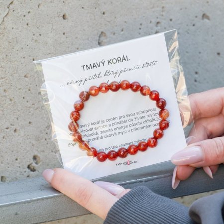 Náramek s minerálními kameny korál tmavý 43056.3