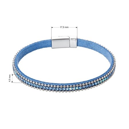 Náramok modrý textilný s kryštálmi 53007.3 lt.sapphire