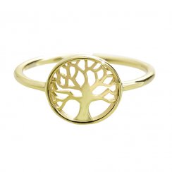Stříbrný prsten s motivem stromu života ve zlaté barvě