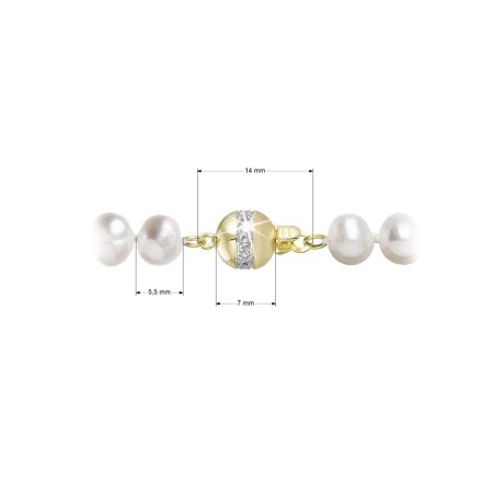 Perlový náhrdelník z riečnych perál so zapínaním zo 14 karátového zlata 922001.1/9266A biely