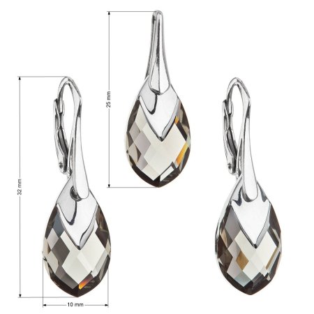 Súprava šperkov s kryštálmi Swarovski náušnice a prívesok šedá slza 39169.4 Black Diamond Lt. Chrome