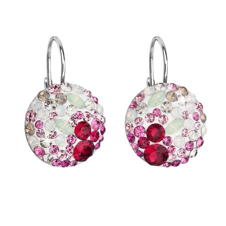 Stříbrné náušnice visací s krystaly Swarovski mix barev kulaté 31176.3 Sweet Love