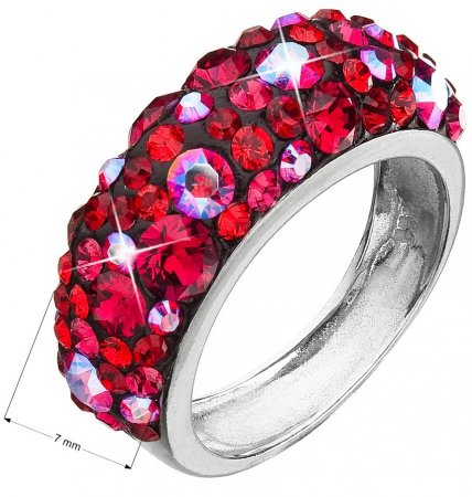 Strieborný prsteň s kryštálmi Swarovski červený 35031.3 Cherry