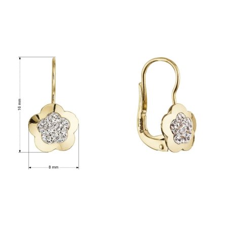 Zlaté 14 karátové náušnice kytička se zirkony 91Z00069