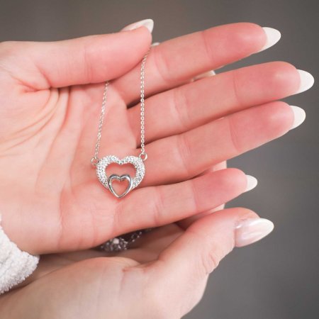 Strieborný náhrdelník s kryštálmi Swarovski biele srdce 32032.1 Krystal