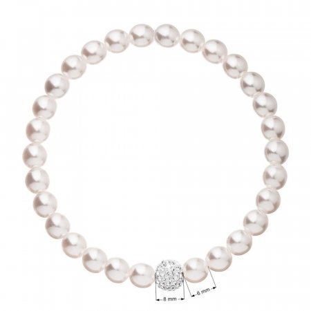 Perlový náramok biely s krištáľmi Preciosa 33115.1 Biela