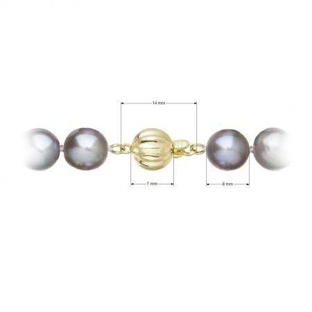 Perlový náhrdelník z riečnych perál so zapínaním zo 14 karátového zlata 922028.3/9272A grey
