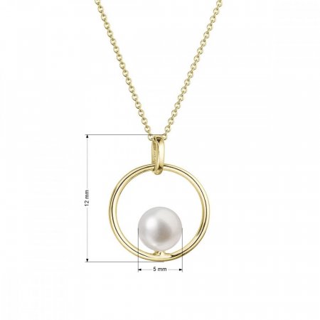 Zlatý 14 karátový náhrdelník žlté zlato s bielou riečnou perlou 92P00041