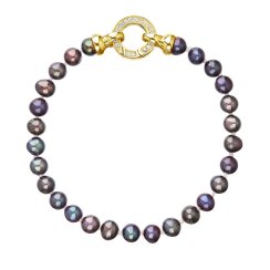 Perlový náramok z pravých riečnych perál modrý 23001.3 dk.peacock Au plating