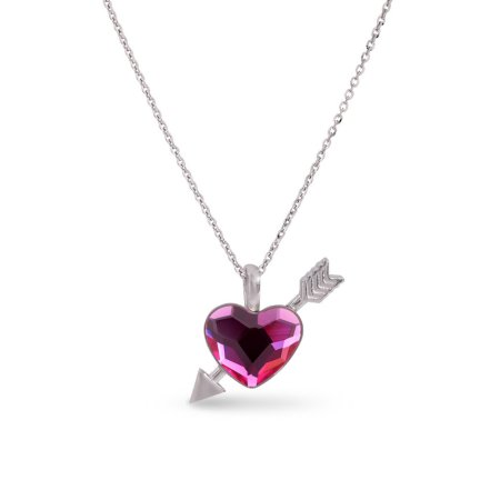 Náhrdelník tmavo ružový so Swarovski Elements srdce Heart NS2808F Fuchsia