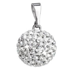Stříbrný přívěsek s krystaly Swarovski bílý kulatý 34080.1 Krystal