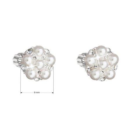 Strieborné náušnice pecka s kryštálmi Swarovski biele okrúhle 31336.9 Biela
