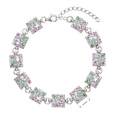 Stříbrný náramek se Swarovski krystaly mix barev 33047.3 Sakura