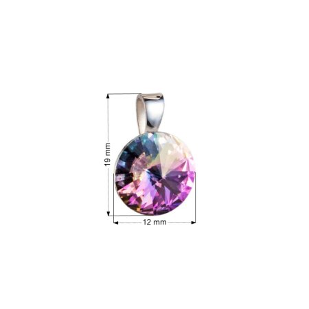 Strieborný prívesok s kryštálmi Swarovski fialový okrúhly-rivoli 34112.5 Vitrail Light