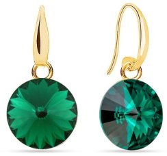 Náušnice so Swarovski Elements Candy gold KWG112212EM Emerald