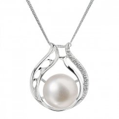 Perlový náhrdelník s retiazkou z pravých riečnych perál biely 22011.1
