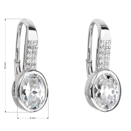 Strieborné náušnice visiace so zirkónom v bielej farbe 11168.1