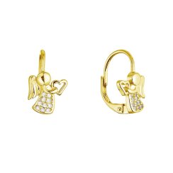Pozlacené stříbrné náušnice andělé se srdíčky 11721.1
