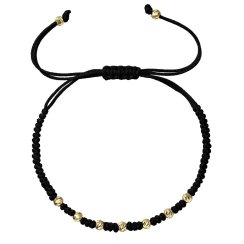 Kabbalah náramek černý se zlatými ozdobnými kuličkami 93T00102 black