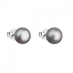 Stříbrné náušnice pecky s šedou říční perlou 21042.3 Grey 8 mm
