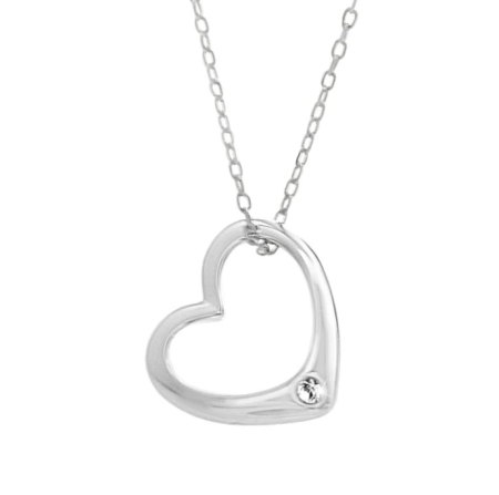 Stříbrný náhrdelník se Swarovski Elements bílé srdce Krystal