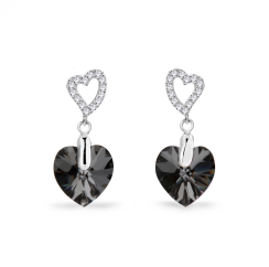 Náušnice šedé se Swarovski Elements Amore KCS622810SN Silver Night