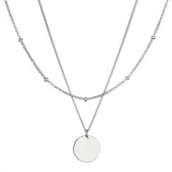 Strieborný náhrdelník dvojradový s plackou a retiazkou s guličkami 62002