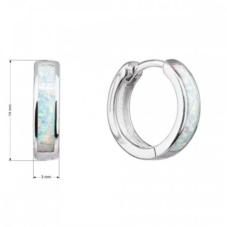 Strieborné náušnice kruhy so syntetickým opál bielej 11402.1 White s. Opal