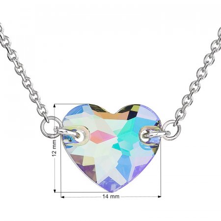 Stříbrný náhrdelník s krystaly Swarovski zeleno fialové srdce 32020.5 Paradise Shine