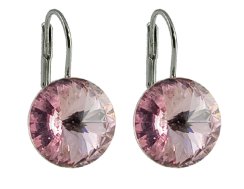 Náušnice Rivoli se Swarovski Elements Light Rose 14 mm světle růžové