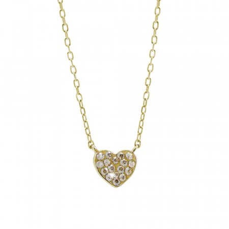 Stříbrný pozlacený náhrdelník srdce se Swarovski Elements Gold Shadow