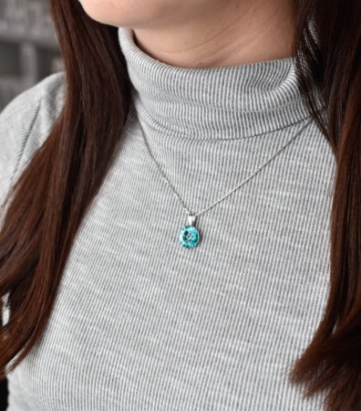 Strieborný prívesok s kryštálmi Swarovski modrý okrúhly-rivoli 34112.3 Light Turquoise