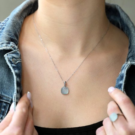 Strieborný náhrdelník s akvamarínom 12165.3