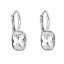 Stříbrné náušnice visací s krystaly Swarovski bílý obdélník 31278.1 Krystal