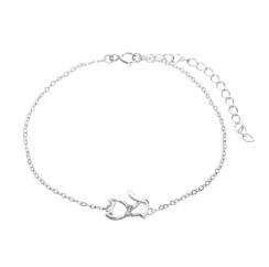 Strieborný náramok číry so Swarovski Elements kryštálmi Mačka Kryštál