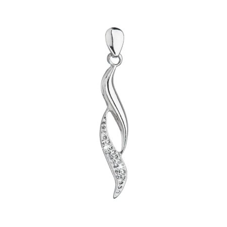 Stříbrný přívěsek se Swarovski krystaly bílá vlnka 34256.1 Krystal