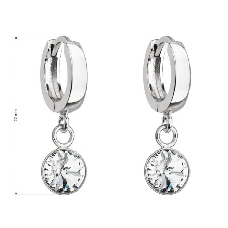 Strieborné visiace náušnice krúžky so Swarovski kryštálom 31300.1 Krystal