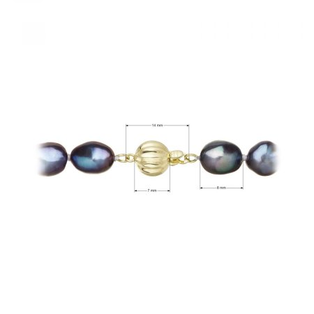 Perlový náramok z riečnych perál so zapínaním zo 14 karátového zlata 923011.3/9272A peacock