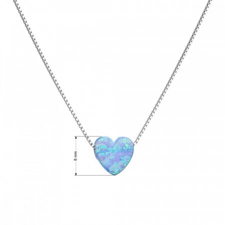 Strieborný náhrdelník so syntetickým opálom svetlo modré srdce 12048.3 Lt. Blue s. Opal