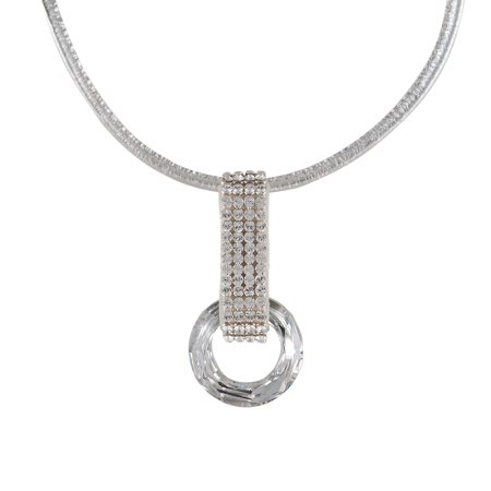 Kožený náhrdelník Cango & Rinaldi se Swarovski Elements stříbrný