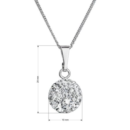 Strieborný náhrdelník so Swarovski kryštálmi okrúhly biely 32086.1 Kryštál