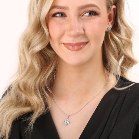 Sada šperků s krystaly Swarovski náušnice, řetízek a přívěsek modrý kosočtverec 39126.3 Turquoise