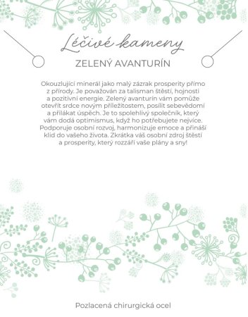 Náhrdelník s kamenem zelený avanturín 42037.3 ocel