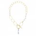 Strieborný pozlátený náhrdelník s bielymi perlami a menivým kryštálom Crystalactite NG6017AB8W AB