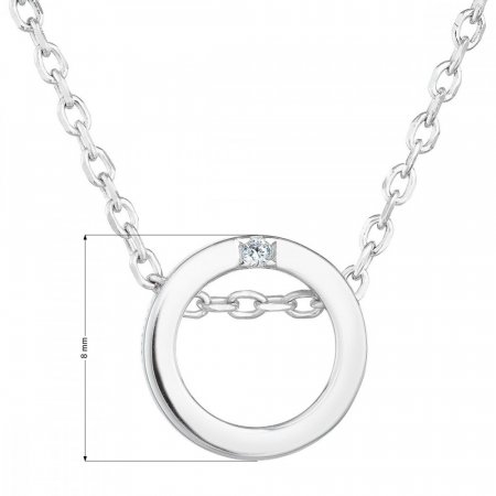 Stříbrný náhrdelník se zirkonem bílý kulatý 12015.1